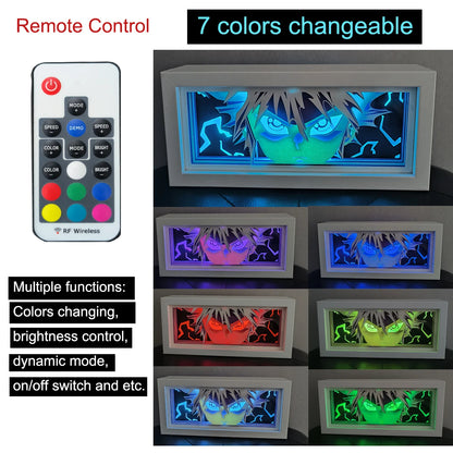 Anime Paper Cut Shadow Box Light, Remote control model multiple colors Gamer.